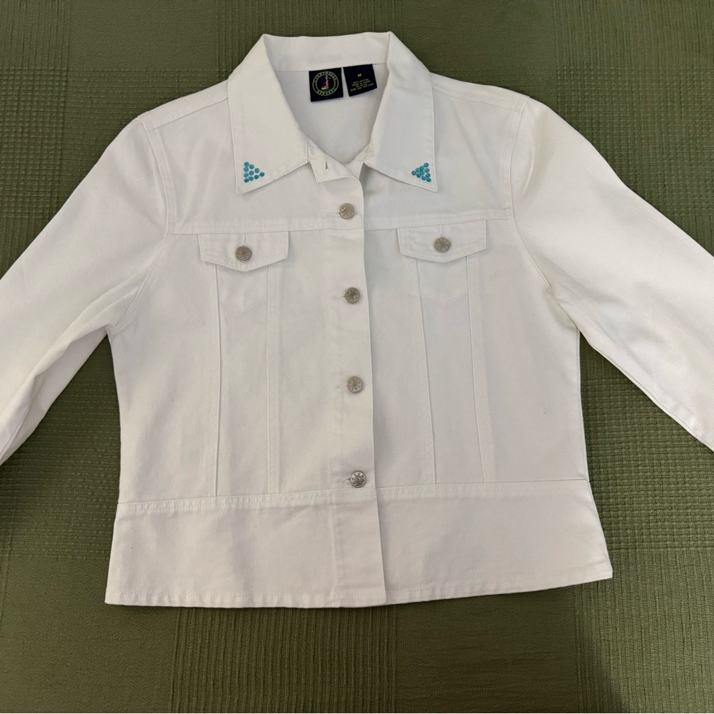 Vintage Lighthouse Apparel White Denim Cruise Jacket Size M - Picture 2 of 9